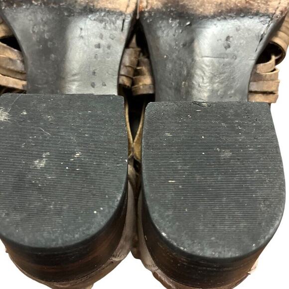Freebird by Steven Arrow Womens Leather Block Heel Open Toe Booties Sandals sz 6 - Picture 14 of 16